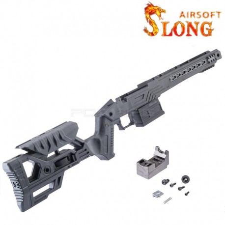 SLONG AIRSOFT Tactical Stock for Tokyo Marui VSR-10 - Black - 