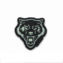 Angry Wolf Head Velcro Patch - Black/White