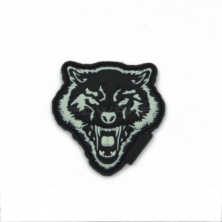 Angry Wolf Head Velcro Patch - Glow - 