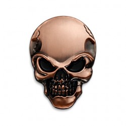 Sticker metal autocollant style Skull - Bronze / Red - 