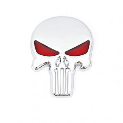 3D Metal Head metal Stickers Punisher style - Silver / Red - 