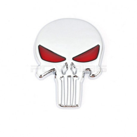 3D Metal Head metal Stickers Punisher style - Silver / Red - 