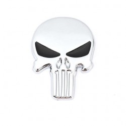 3D Metal Head metal Stickers Punisher style - Silver / Black - 