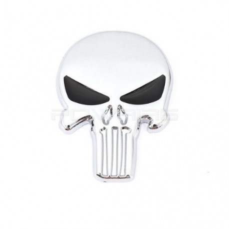 3D Metal Head metal Stickers Punisher style - Silver / Black - 