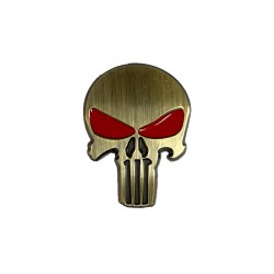 3D Metal Head metal Stickers Punisher style - Bronze / Red - 