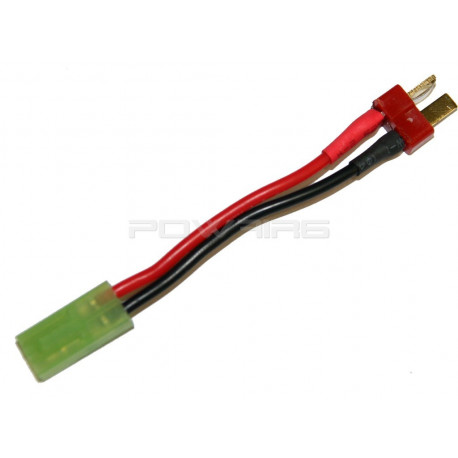 battery wire plug converter for T-plug (male) to mini Tamiya plug (female) - 80mm - 